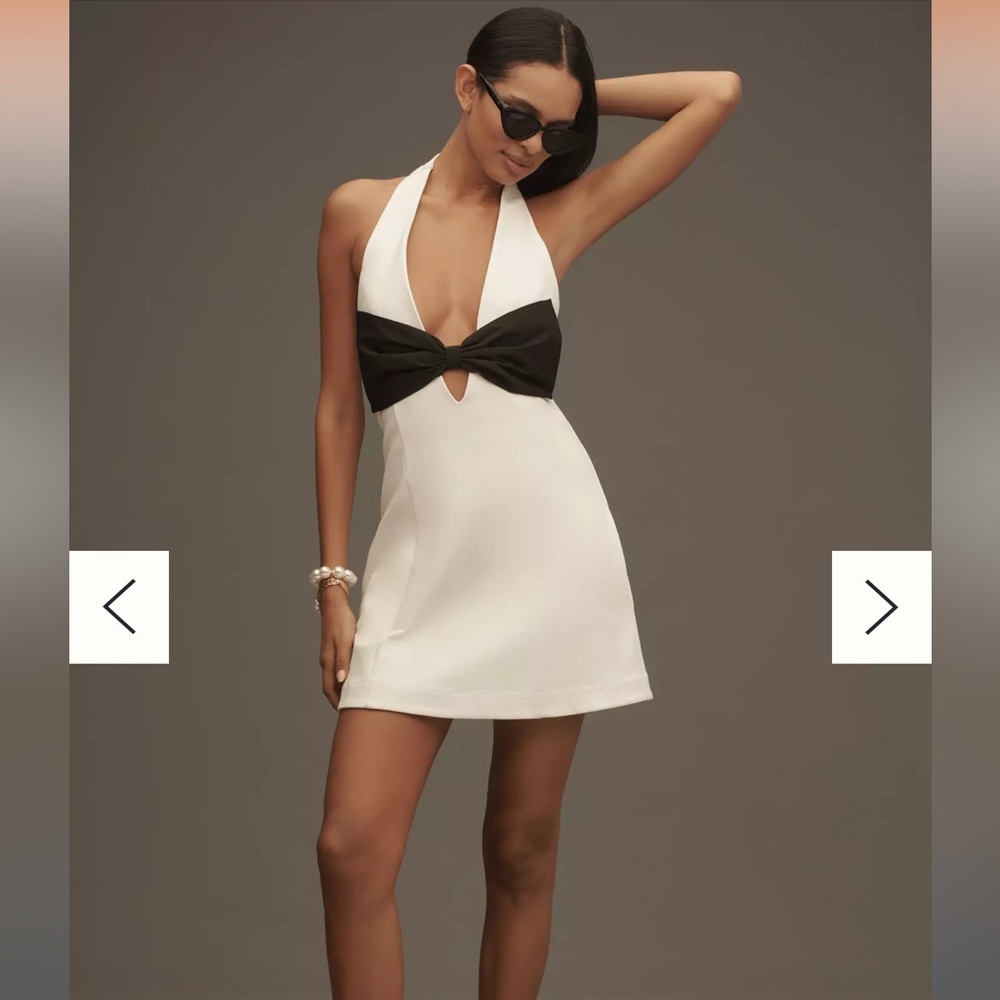 Anthropology Maeve Halter Bow-Front A-Line Mini Dress